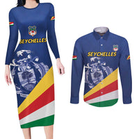 Custom Seychelles Beach Soccer 2025 Couples Matching Long Sleeve Bodycon Dress and Long Sleeve Button Shirt Flag Style