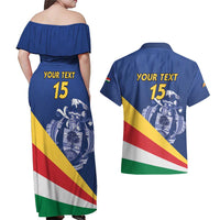 Custom Seychelles Beach Soccer 2025 Couples Matching Off Shoulder Maxi Dress and Hawaiian Shirt Flag Style