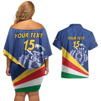 Custom Seychelles Beach Soccer 2025 Couples Matching Off Shoulder Short Dress and Hawaiian Shirt Flag Style