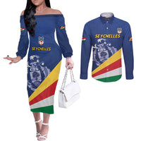 Custom Seychelles Beach Soccer 2025 Couples Matching Off The Shoulder Long Sleeve Dress and Long Sleeve Button Shirt Flag Style