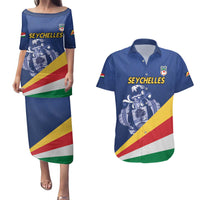 Custom Seychelles Beach Soccer 2025 Couples Matching Puletasi and Hawaiian Shirt Flag Style