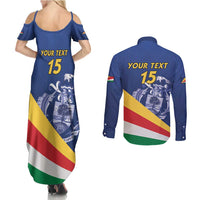 Custom Seychelles Beach Soccer 2025 Couples Matching Summer Maxi Dress and Long Sleeve Button Shirt Flag Style