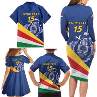 Custom Seychelles Beach Soccer 2025 Family Matching Long Sleeve Bodycon Dress and Hawaiian Shirt Flag Style