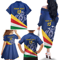 Custom Seychelles Beach Soccer 2025 Family Matching Off The Shoulder Long Sleeve Dress and Hawaiian Shirt Flag Style