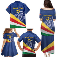 Custom Seychelles Beach Soccer 2025 Family Matching Puletasi and Hawaiian Shirt Flag Style