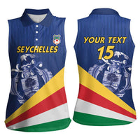 Custom Seychelles Beach Soccer 2025 Women Sleeveless Polo Shirt Flag Style
