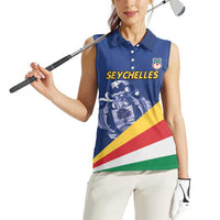 Custom Seychelles Beach Soccer 2025 Women Sleeveless Polo Shirt Flag Style