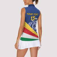 Custom Seychelles Beach Soccer 2025 Women Sleeveless Polo Shirt Flag Style