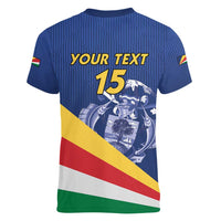 Custom Seychelles Beach Soccer 2025 Women V-Neck T-Shirt Flag Style