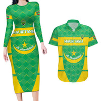Custom Mauritania Beach Soccer 2025 Couples Matching Long Sleeve Bodycon Dress and Hawaiian Shirt Go Al-Murabitun Go