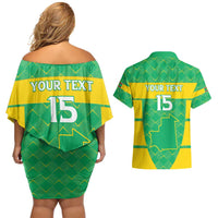 Custom Mauritania Beach Soccer 2025 Couples Matching Off Shoulder Short Dress and Hawaiian Shirt Go Al-Murabitun Go