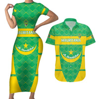 Custom Mauritania Beach Soccer 2025 Couples Matching Short Sleeve Bodycon Dress and Hawaiian Shirt Go Al-Murabitun Go