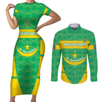 Custom Mauritania Beach Soccer 2025 Couples Matching Short Sleeve Bodycon Dress and Long Sleeve Button Shirt Go Al-Murabitun Go