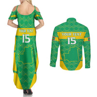 Custom Mauritania Beach Soccer 2025 Couples Matching Summer Maxi Dress and Long Sleeve Button Shirt Go Al-Murabitun Go