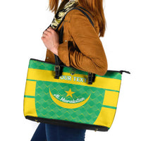 Custom Mauritania Beach Soccer 2025 Leather Tote Bag Go Al-Murabitun Go