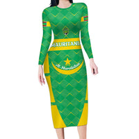 Custom Mauritania Beach Soccer 2025 Long Sleeve Bodycon Dress Go Al-Murabitun Go