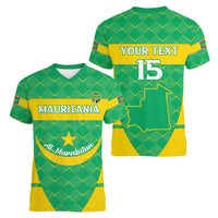 Custom Mauritania Beach Soccer 2025 Women V-Neck T-Shirt Go Al-Murabitun Go