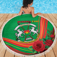 Burkina Faso Independence Day Beach Blanket Coat Of Arms With Rose