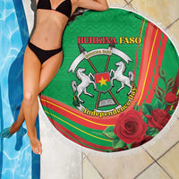 Burkina Faso Independence Day Beach Blanket Coat Of Arms With Rose