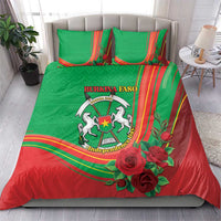 Burkina Faso Independence Day Bedding Set Coat Of Arms With Rose