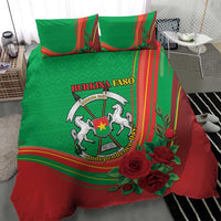 Burkina Faso Independence Day Bedding Set Coat Of Arms With Rose