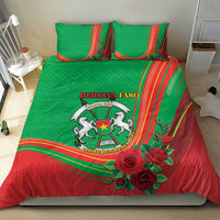 Burkina Faso Independence Day Bedding Set Coat Of Arms With Rose