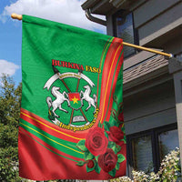 Burkina Faso Independence Day Garden Flag Coat Of Arms With Rose