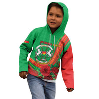 Personalised Burkina Faso Independence Day Kid Hoodie Coat Of Arms With Rose