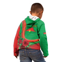 Personalised Burkina Faso Independence Day Kid Hoodie Coat Of Arms With Rose