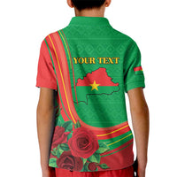 Personalised Burkina Faso Independence Day Kid Polo Shirt Coat Of Arms With Rose