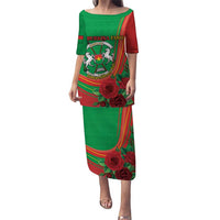 Personalised Burkina Faso Independence Day Puletasi Coat Of Arms With Rose