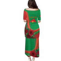 Personalised Burkina Faso Independence Day Puletasi Coat Of Arms With Rose