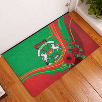 Burkina Faso Independence Day Rubber Doormat Coat Of Arms With Rose