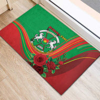Burkina Faso Independence Day Rubber Doormat Coat Of Arms With Rose