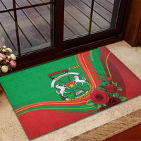 Burkina Faso Independence Day Rubber Doormat Coat Of Arms With Rose
