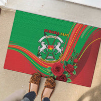 Burkina Faso Independence Day Rubber Doormat Coat Of Arms With Rose