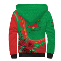 Personalised Burkina Faso Independence Day Sherpa Hoodie Coat Of Arms With Rose