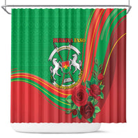 Burkina Faso Independence Day Shower Curtain Coat Of Arms With Rose