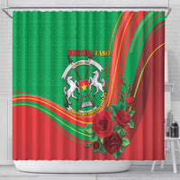 Burkina Faso Independence Day Shower Curtain Coat Of Arms With Rose