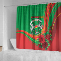 Burkina Faso Independence Day Shower Curtain Coat Of Arms With Rose