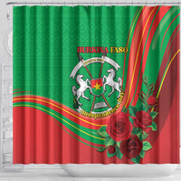 Burkina Faso Independence Day Shower Curtain Coat Of Arms With Rose