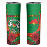 Personalised Burkina Faso Independence Day Skinny Tumbler Coat Of Arms With Rose