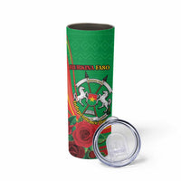 Personalised Burkina Faso Independence Day Skinny Tumbler Coat Of Arms With Rose