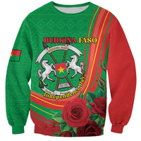 Personalised Burkina Faso Independence Day Sweatshirt Coat Of Arms With Rose