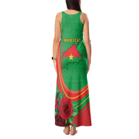 Personalised Burkina Faso Independence Day Tank Maxi Dress Coat Of Arms With Rose