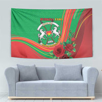Burkina Faso Independence Day Tapestry Coat Of Arms With Rose