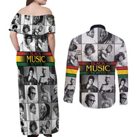 African-American Black Music Month Couples Matching Off Shoulder Maxi Dress and Long Sleeve Button Shirt Legends Tribute