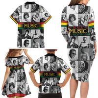 African-American Black Music Month Family Matching Long Sleeve Bodycon Dress and Hawaiian Shirt Legends Tribute