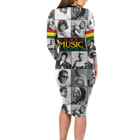 African-American Black Music Month Long Sleeve Bodycon Dress Legends Tribute