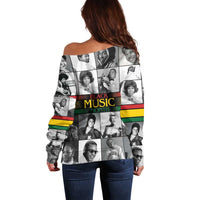 African-American Black Music Month Off Shoulder Sweater Legends Tribute